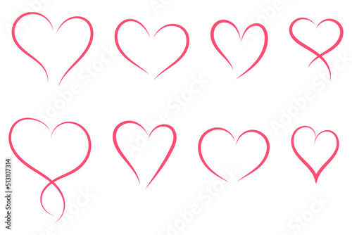 A set of red hand drawn hearts. Good for projects.	