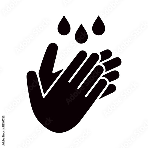 Wash hands to keep clean flat vector icon for website and print. Silhouette of washing hands for health and free from corona virus. Editable vector with EPS10 format