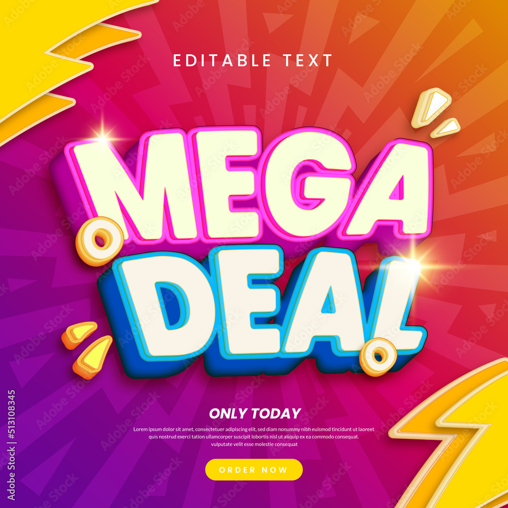 Mega deal banner editable text effect
