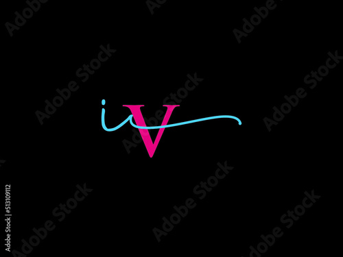 Colorful IV Logo Icon, Signature Iv vi Letter Logo Design For Luxury Fashion Brand Identity