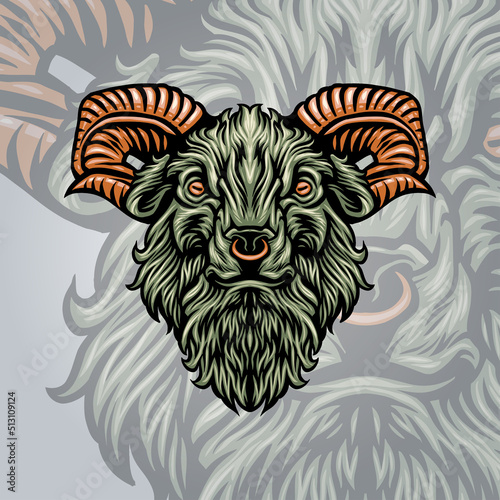 very detail goat head vector illustration