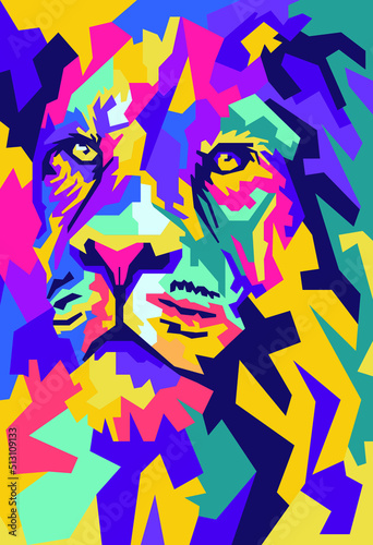 Lion Head wpap pop art Style Design vector