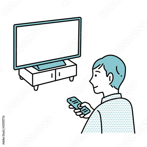 テレビを見る男性のイラスト