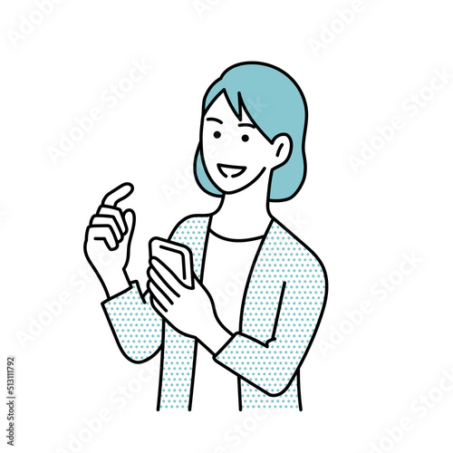 スマホを操作する女性のイラスト