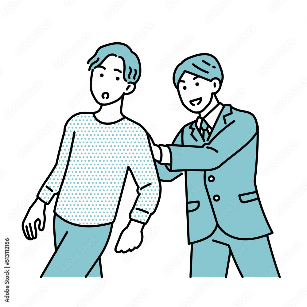 背中を押す男性ビジネスパーソンのイラスト 背中を押す男性ビジネスパーソンのイラスト