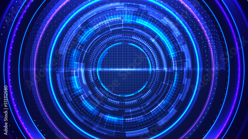 Abstract technology digital futuristic blue glowing HUD circuit high tech on dark background