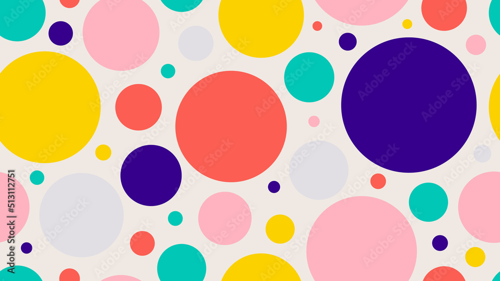 Abstract colorful random circles seamless pattern on white background