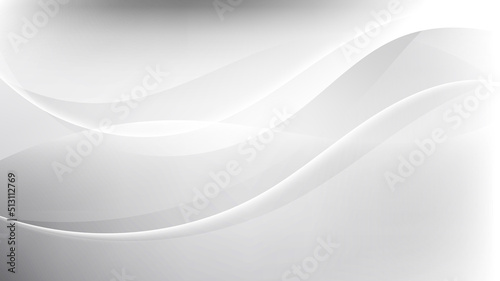 Abstract white and gray dynamic wave shapes overlapping on clean background luxury style © phochi