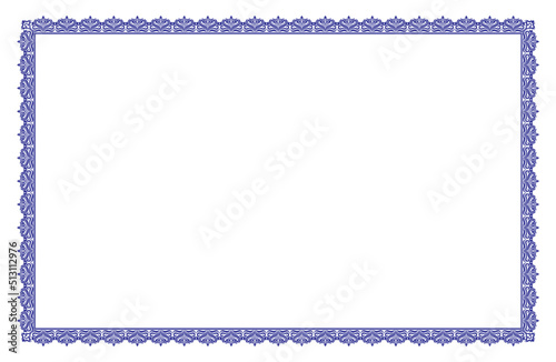 Blue abstract certificate frame with florish style
