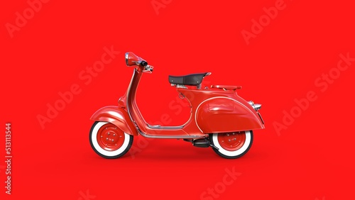 Rote Vespa, Scooter, Roller, roter Hintergrund, 3d Rendering