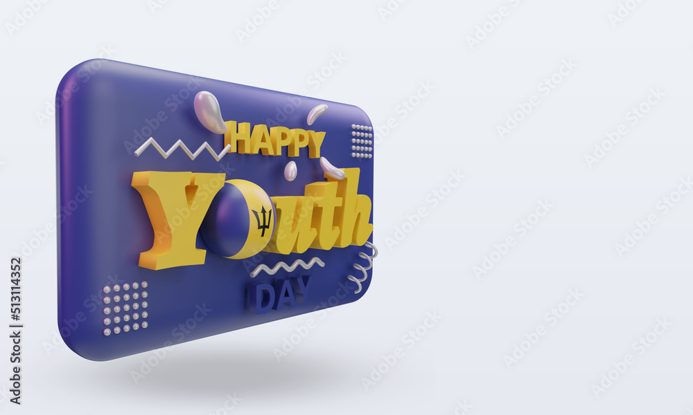 3d youth day Barbados flag rendering left view 3d youth day Barbados flag rendering left view