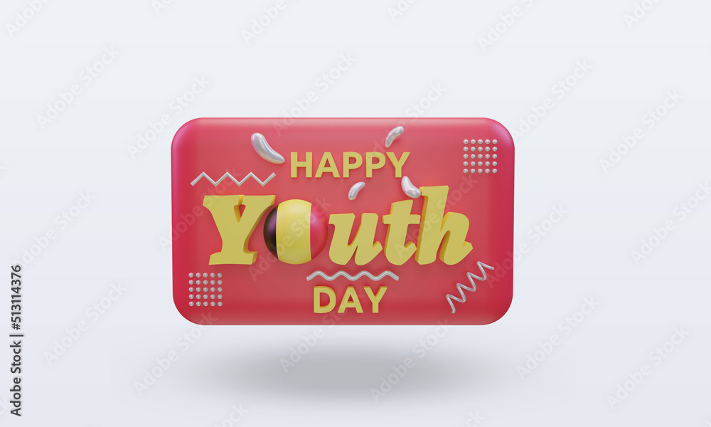 3d youth day Belgium flag rendering front view