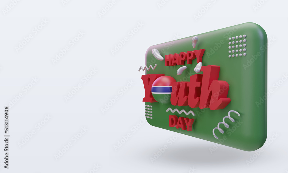 3d youth day Gambia flag rendering right view 3d youth day Gambia flag rendering right view