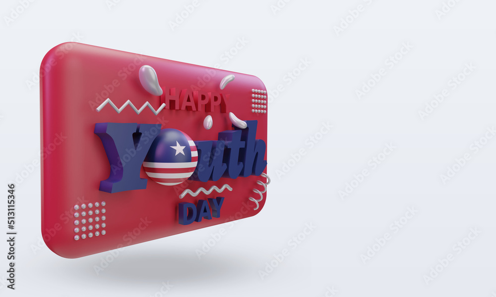 3d youth day Liberia flag rendering left view 3d youth day Liberia flag rendering left view