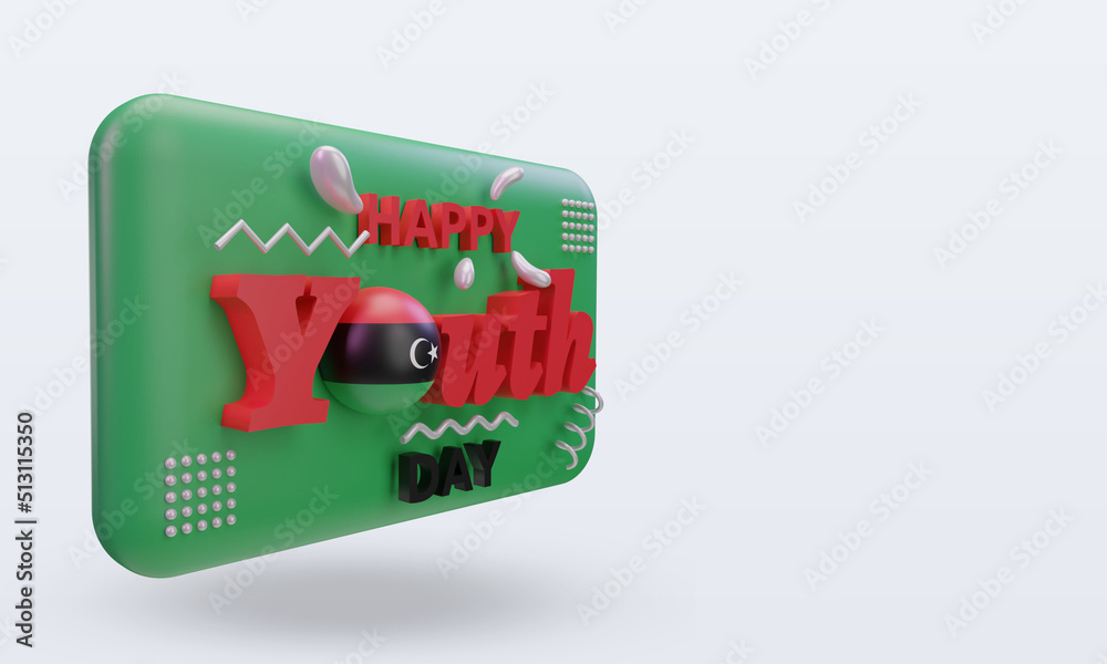3d youth day Libya flag rendering left view
