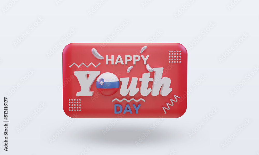 3d youth day Slovenia flag rendering front view 3d youth day Slovenia flag rendering front view