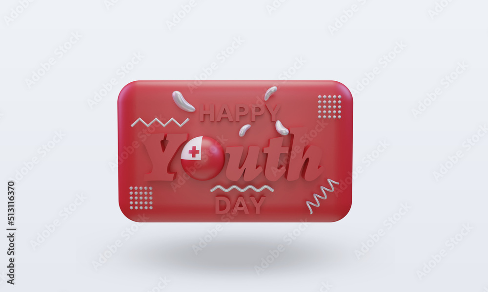 3d youth day Tonga flag rendering front view 3d youth day Tonga flag rendering front view