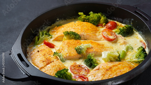 Obraz na płótnie Creamy Garlic Butter Tuscan Salmon