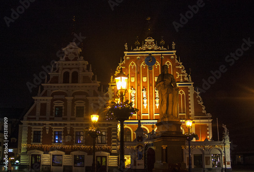 House of the Blackheads and Christmas tree in Riga, Latvia