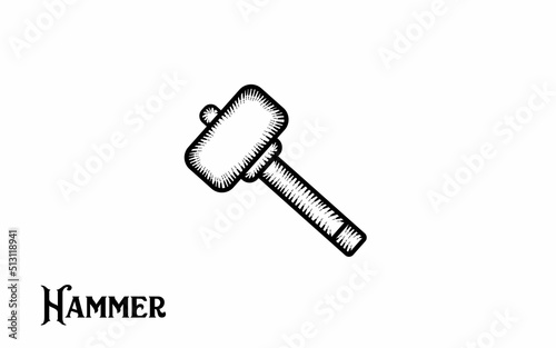 Vintage hand drawn hammer