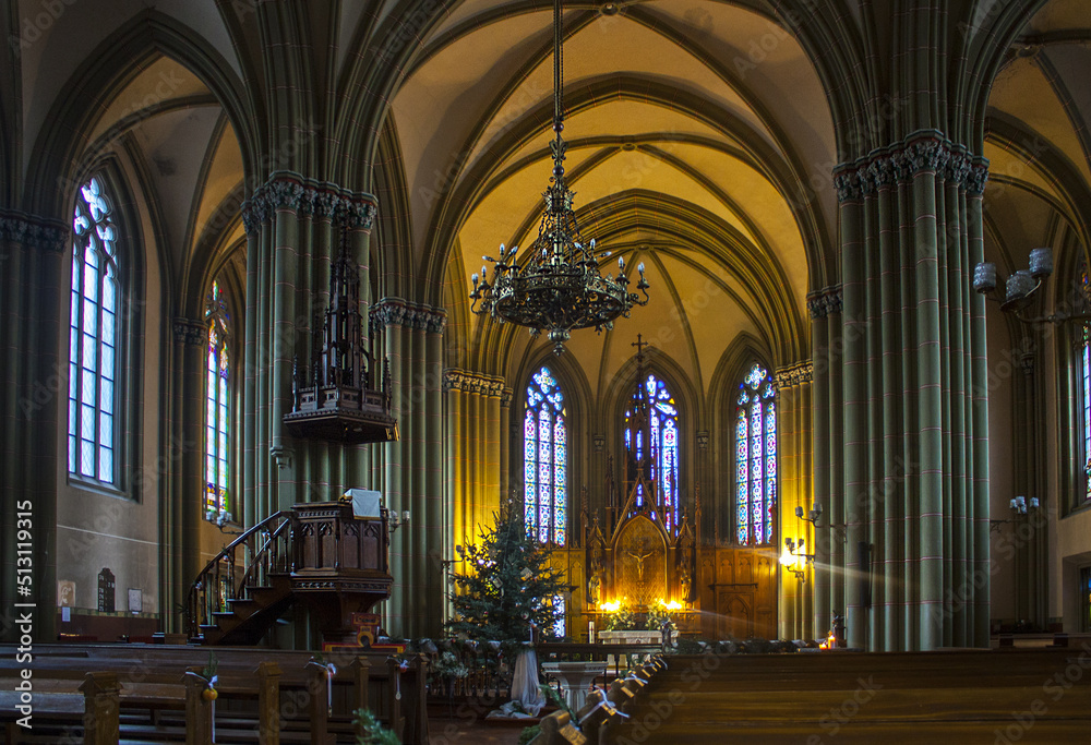 Interior of the Church of St. Gertrude in Riga, Latvia