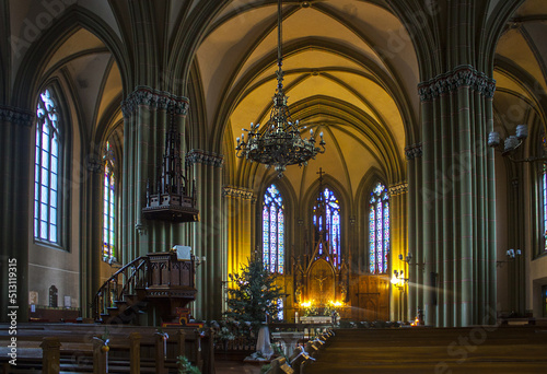 Interior of the Church of St. Gertrude in Riga  Latvia