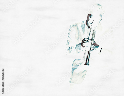 Canvas Print Aquarell eines Jazz-Trompeters
