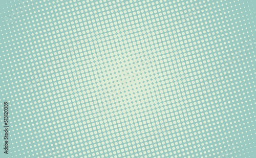 Vintage faded blue pop art halftone dots background banner. Template for presentation, social media, creative studio, mockup