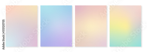 Set of gradient backgrounds in light pastel colors and soft transitions. For covers, wallpapers, branding, social media and other projects. You can use the grainy texture for each of backgrounds.