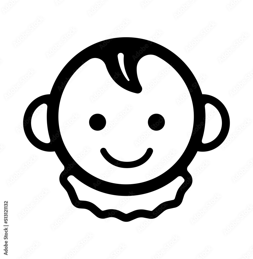 Smiling baby face vector icon illustration Smiling baby face vector icon illustration