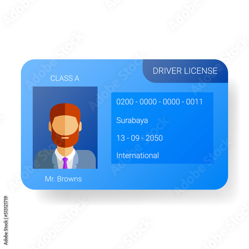 international driver license illustration card blue design