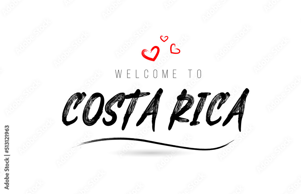 Welcome to COSTA country text typography with red love heart and black name