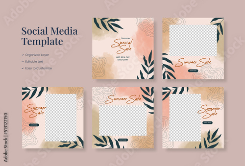 Social media template, trendy editable social media background