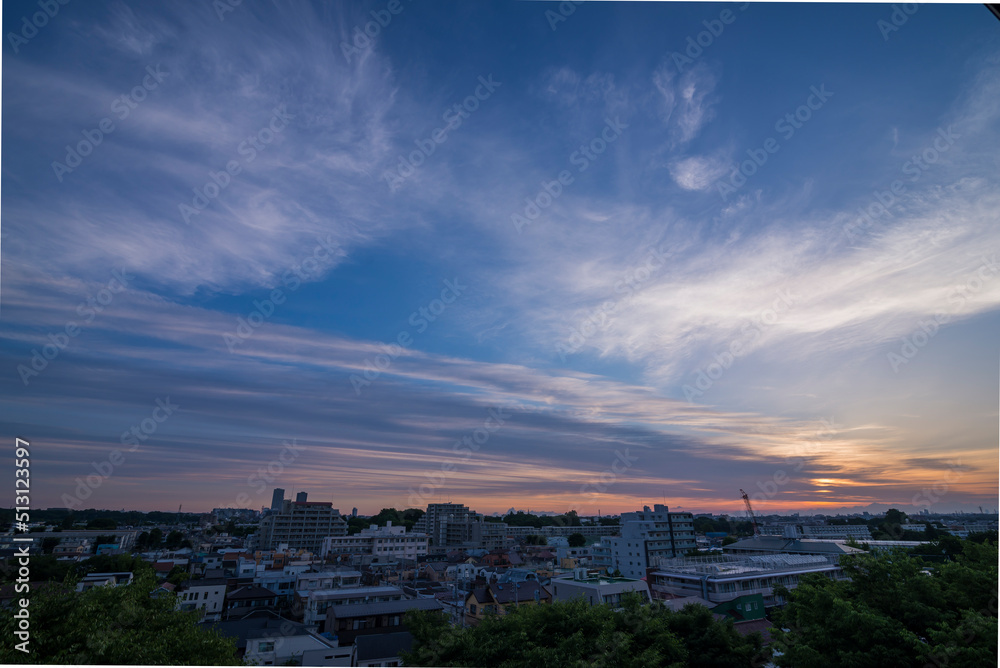 Fototapeta premium 日の出 住宅地の朝 早朝 朝焼け 朝日 太陽