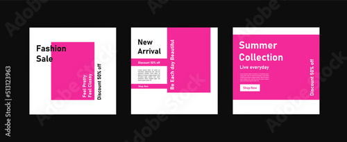 Fashion sales social media posts. Design for marketing fashion sales in summer vacation.