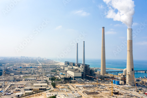 Top view The largest water desalination facility in the world, Hadera Israel