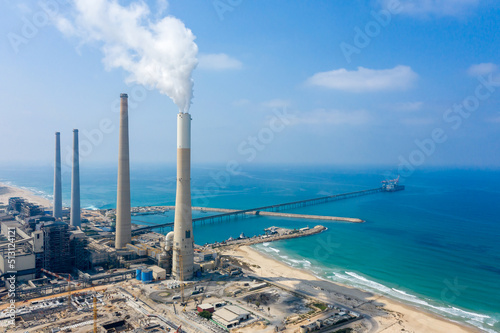 Top view The largest water desalination facility in the world, Hadera Israel photo