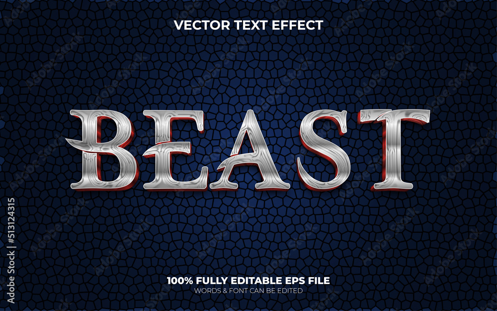 Editable 3d Vector Venom Movie Text Effect Steel chrome texture