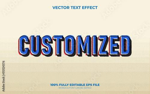 Editable Vector Text Effect Pop Art Style Blue and Red Color Style