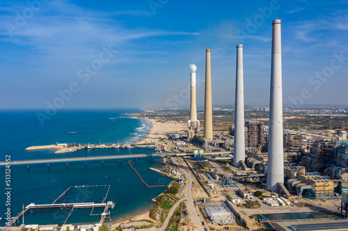 Top view The largest water desalination facility in the world, Hadera Israel photo