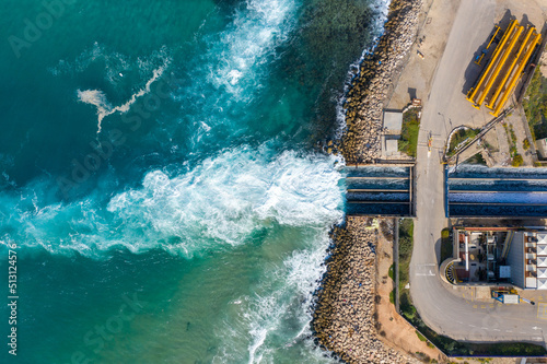 Top view The largest water desalination facility in the world, Hadera Israel photo