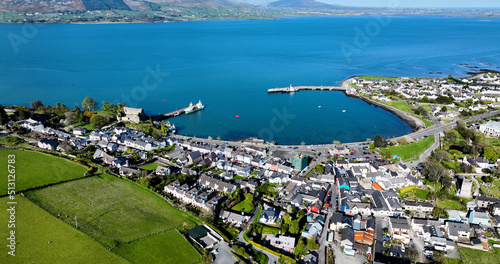 Aerial photo of Carlingford Village and Lough Co Louth Irish Sea Ireland