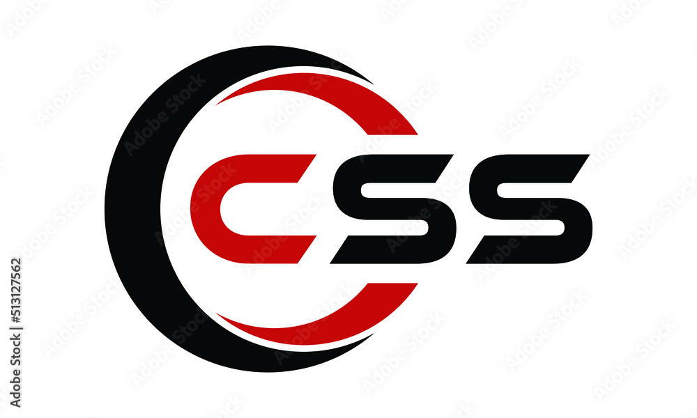 CSS swoosh three letter logo design vector template | monogram logo |  abstract logo | wordmark
