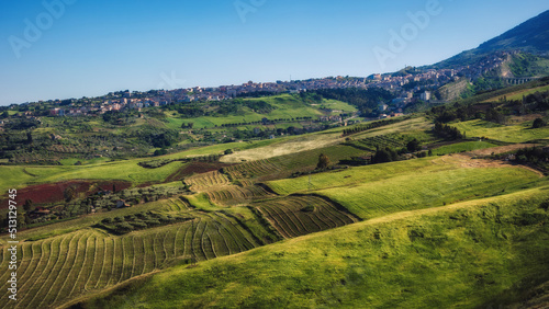 sicilian spring countryside hill landscape © andiz275