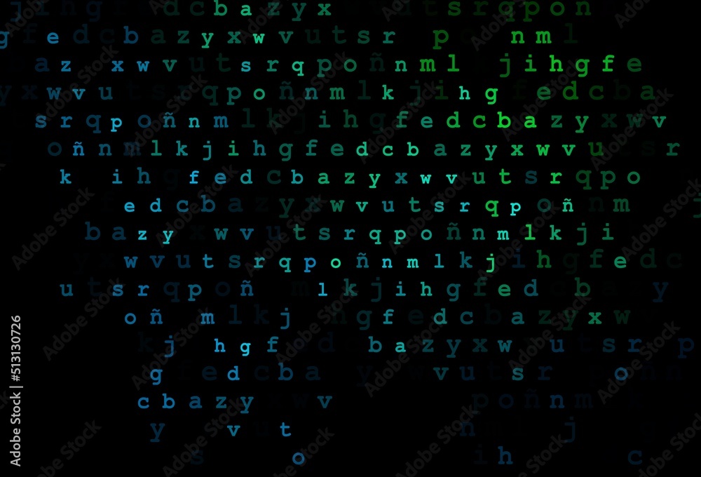 Dark blue, green vector cover with english symbols. Dark blue, green vector cover with english symbols.