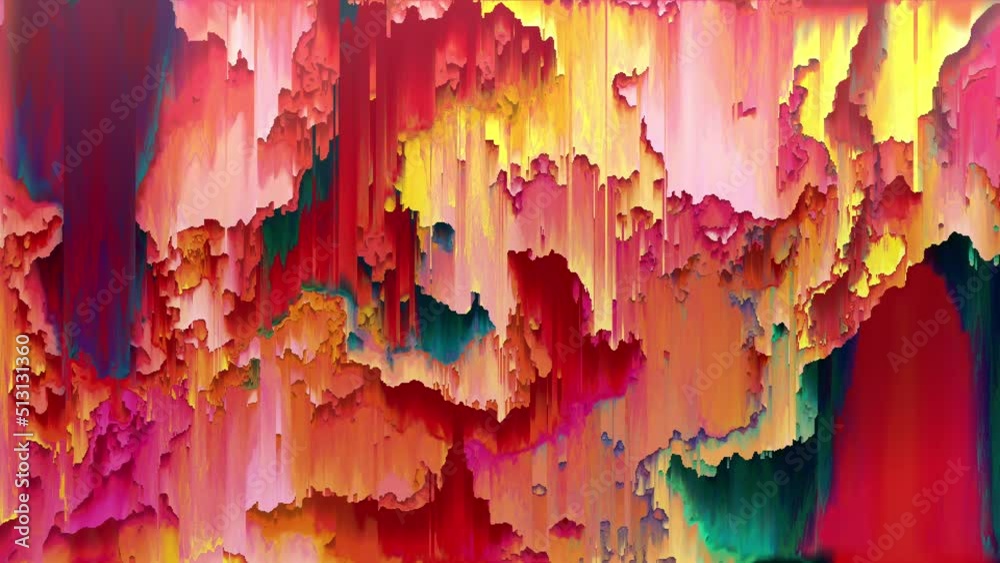 Pixel sorting loop, glitch art, data error. Colorful abstract background.