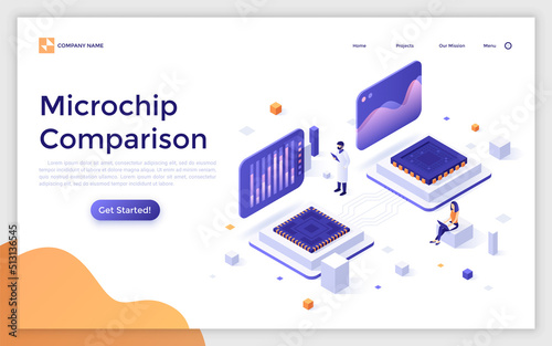 Vector Isometric Landing Page Template photo