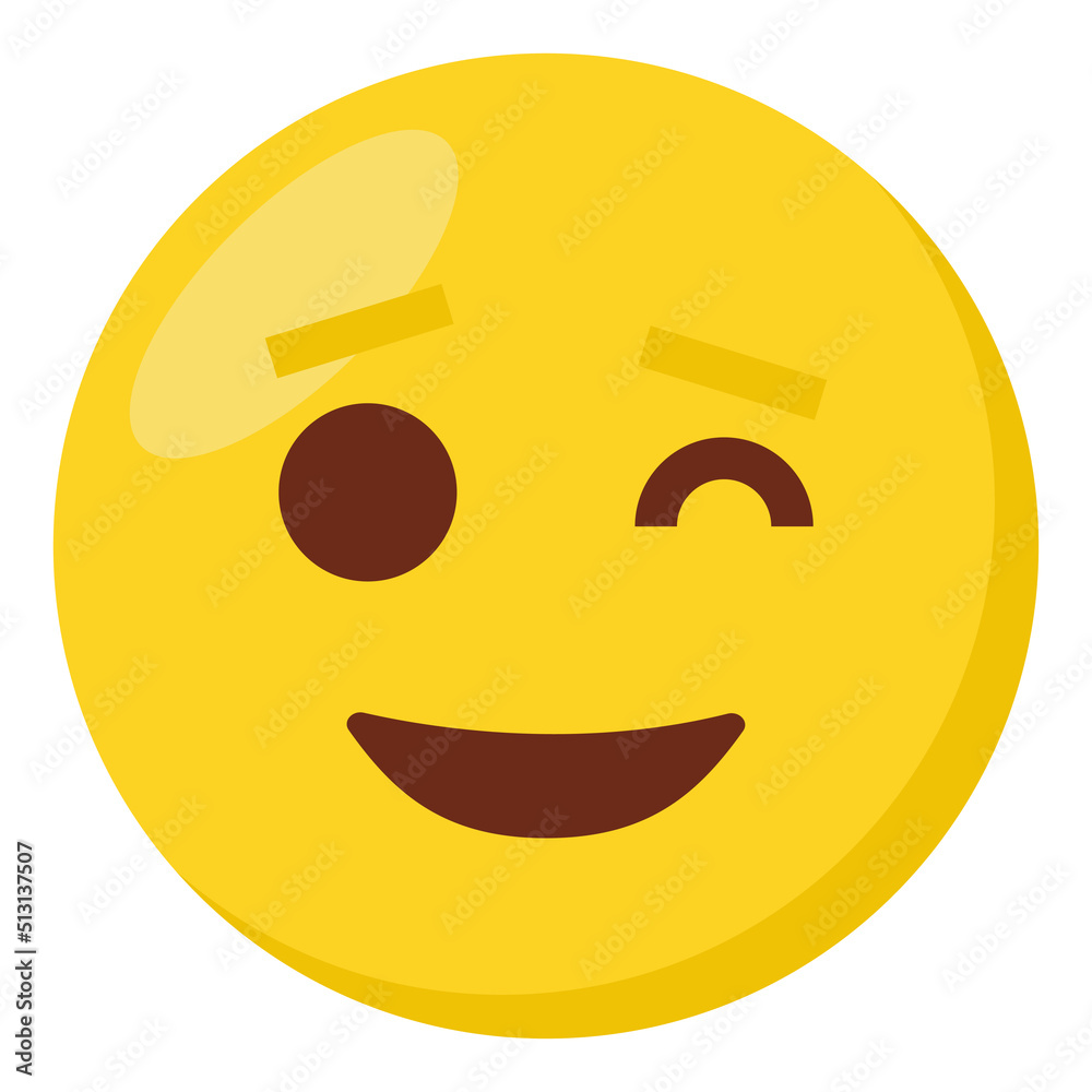 Winking face expression character emoji flat icon. Winking face expression character emoji flat icon.