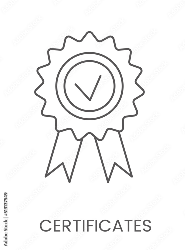 Linear icon certificates. Vector illustration for dental clinic