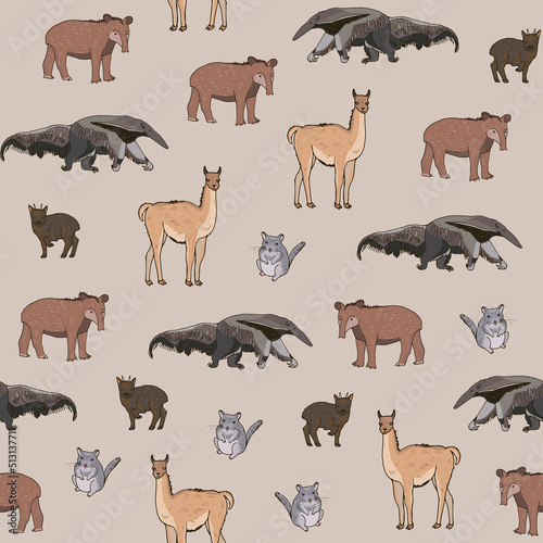 South America animals vector seamless pattern © GooseFrol
